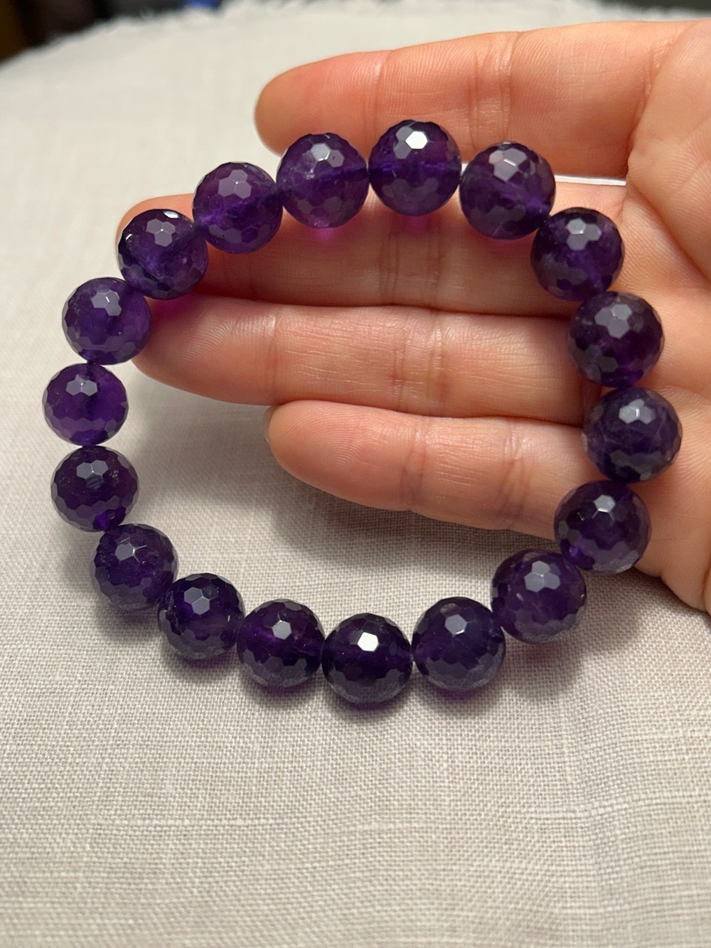 Faceted Amethyst Bead Stretch Bracelet - Women Jewelry